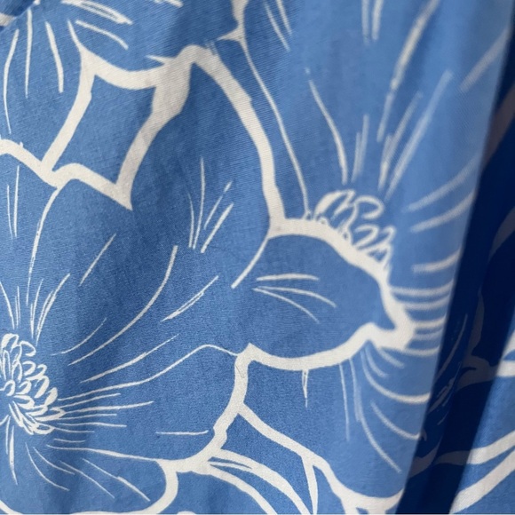 Steve Madden Blue and White Floral Print Prairie Maxi Dress |Size Large| - Picture 6 of 7